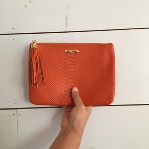 Gigi New York embossed Python clutch